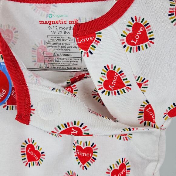 Magnetic Me Baby Organic Valentine Hearts Two Piece Pajama Set | 9-12 Months - Picture 8 of 12